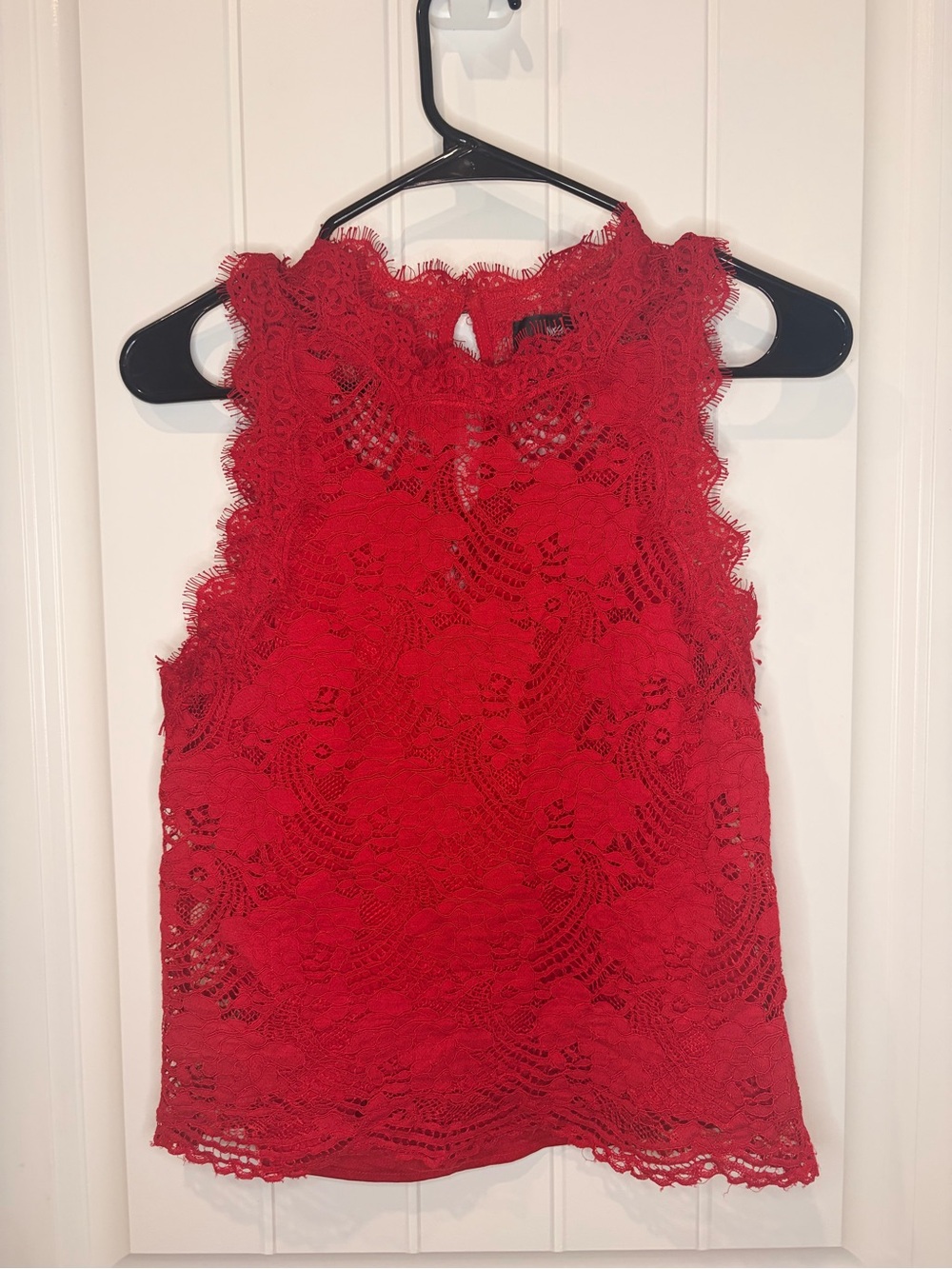 Mossimo Supply Co. Red Lace Sleeveless High Neck Top
